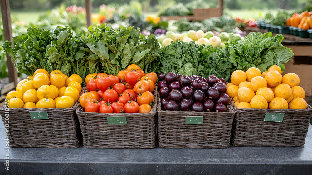 Fresh Produce Displayed at a Vibrant Farmers Market Stand with Colorful Vegetables and Fruits
Fresh Produce Displayed at a Vibrant Farmers Market Stand with Colorful Vegetables and Fruits