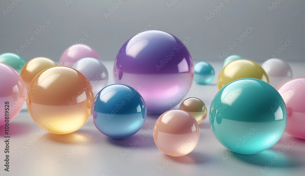 Pastel Crystal Spheres with Soft Light Reflection Pastel Crystal Spheres with Soft Light Reflection