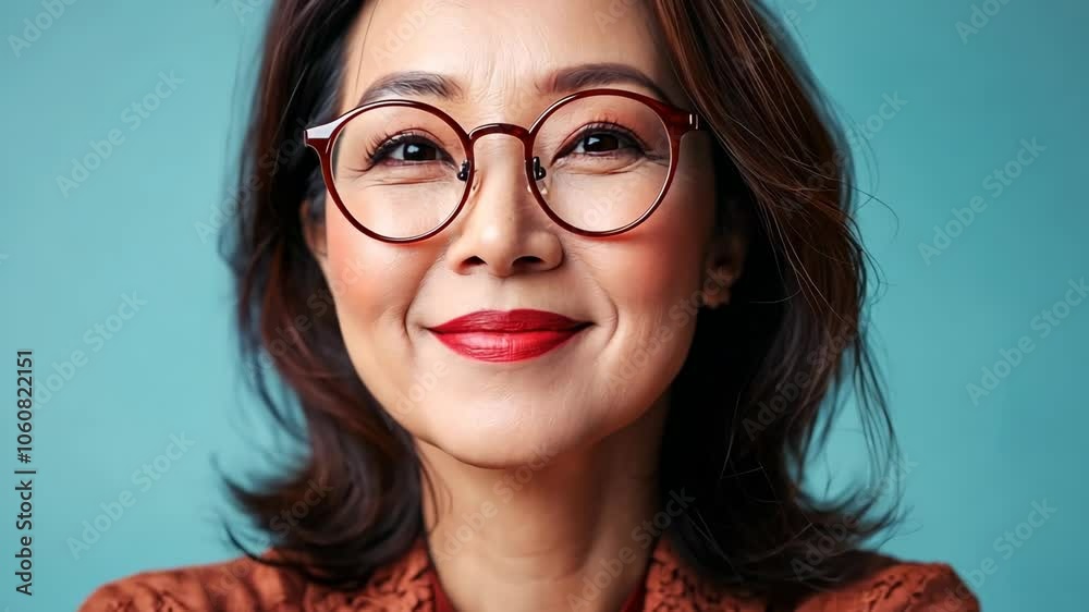 A woman with short brown hair smiles and looks at the camera while wearing glasses A woman with short brown hair smiles and looks at the camera while wearing glasses