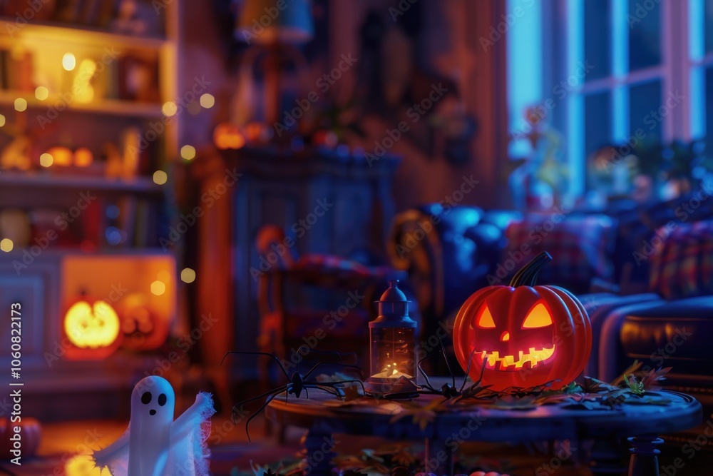 Cozy living room decorated for Halloween Cozy living room decorated for Halloween