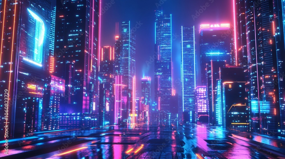 Neon Cityscape: A Futuristic Night Neon Cityscape: A Futuristic Night