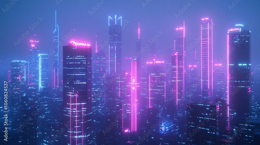 Neon Cityscape at Night Neon Cityscape at Night