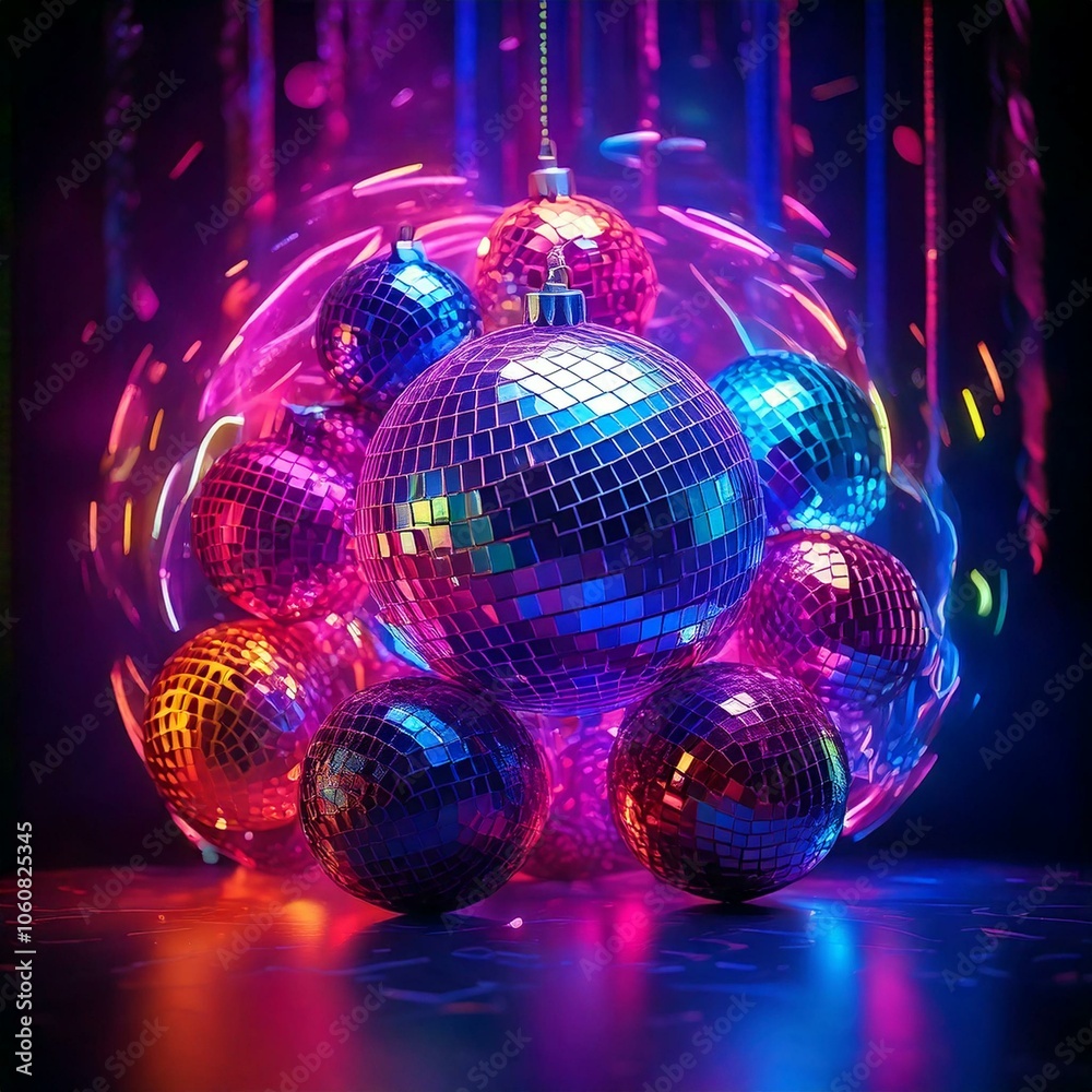 Obraz premium Disco party Christmas Ornaments