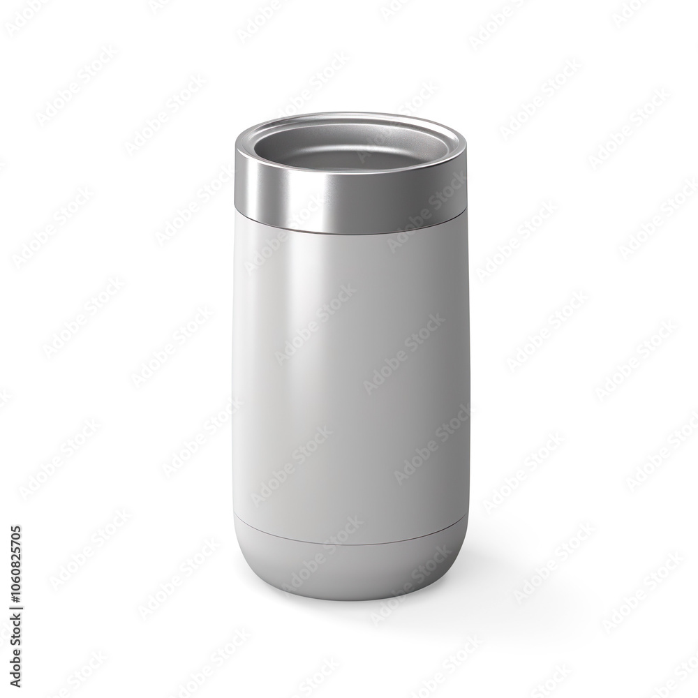 Modern White Travel Mug with Metallic Lid on a Transparent Background Modern White Travel Mug with Metallic Lid on a Transparent Background