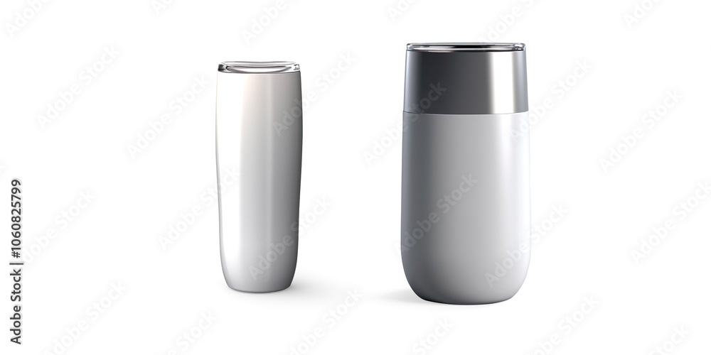 Modern White Travel Mug with Metallic Lid on a Transparent Background Modern White Travel Mug with Metallic Lid on a Transparent Background