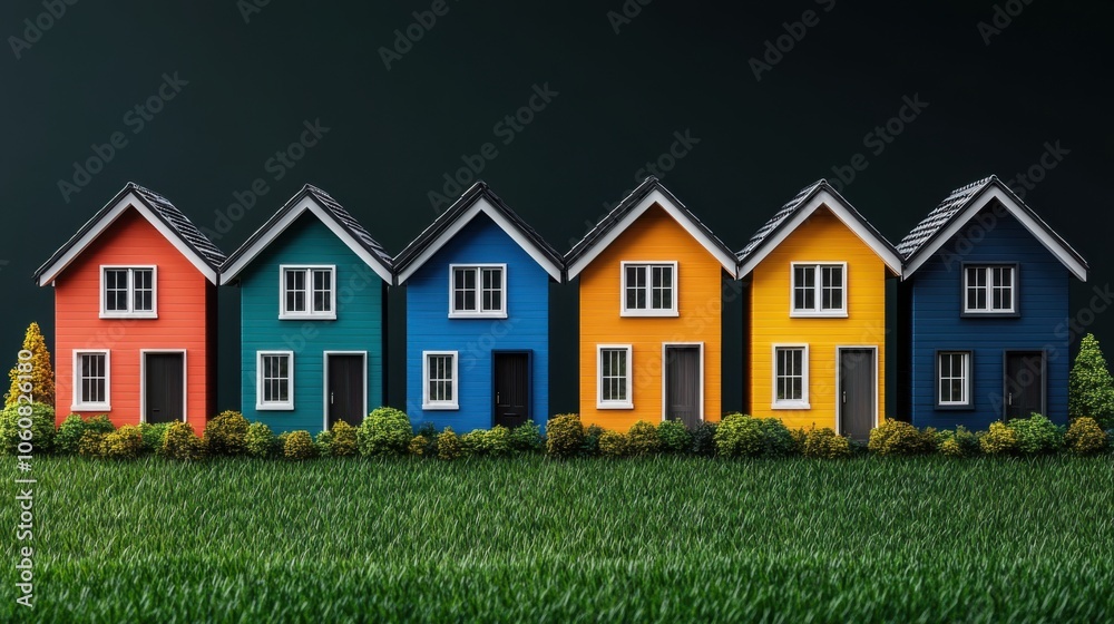 Brightly Colored Houses in a Lively Row Brightly Colored Houses in a Lively Row