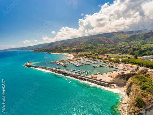 Panoramic aerial view of Tropea in summer season, Calabria - Italy