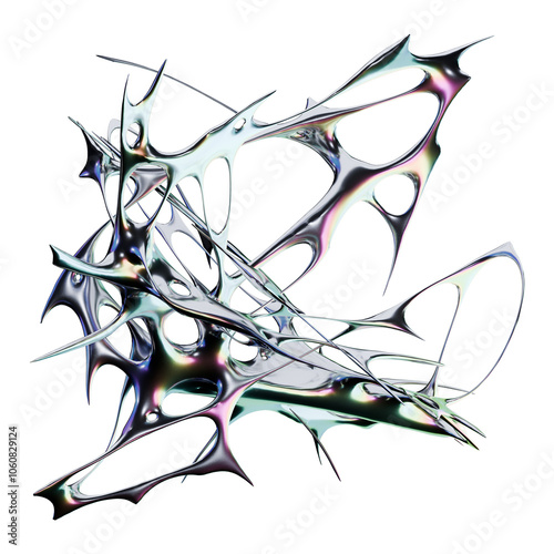 Iridescent chrome metallic type with futuristic 3D render