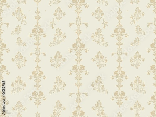 Floral damask design in soft pastel colors on a white background, traditional, vintage