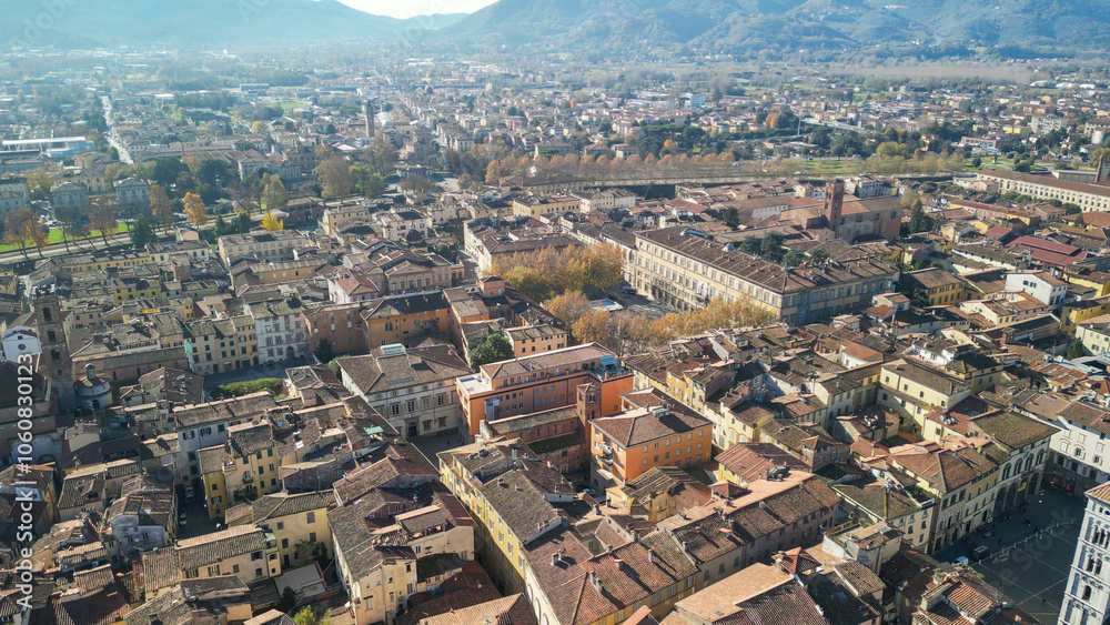 Fototapeta premium Aerial view of Lucca medieval town, Tuscany - Italy
