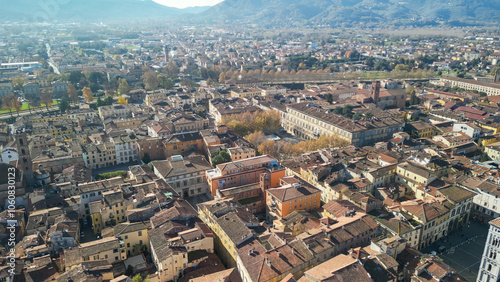 Aerial view of Lucca medieval town, Tuscany - Italy