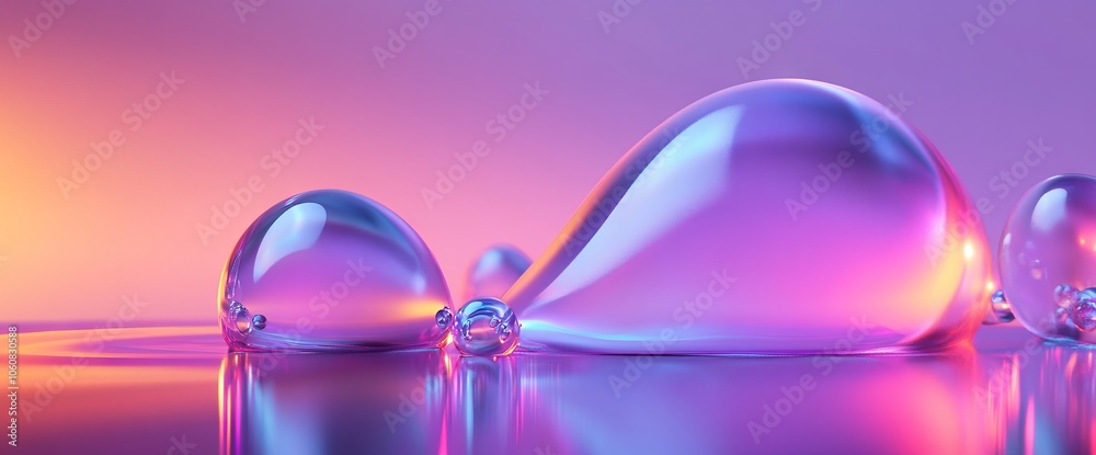 3D Render of a Fluid Liquid Shape with Colorful Gradient Background. AI generated illustration