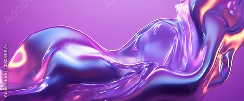 3D Render of a Fluid Liquid Shape with Colorful Gradient Background. AI generated illustration