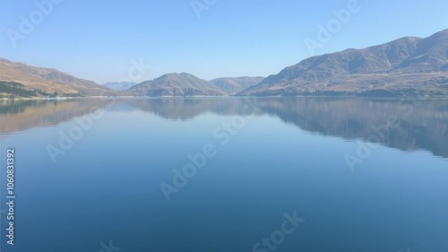 Tranquil lake surrounded by lush green trees reflecting in the water, nature, outdoors