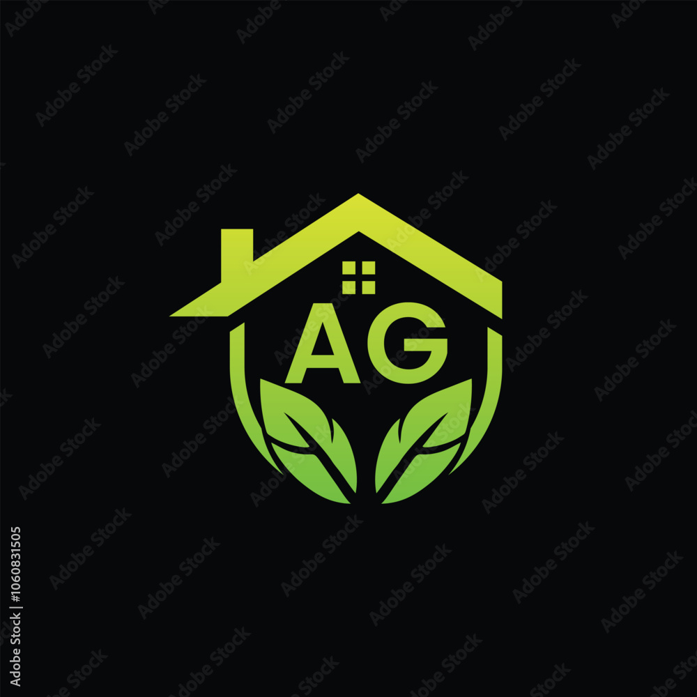 Tree Leaf and Real Estate Logo With Letter AG Tree Leaf and Real Estate Logo With Letter AG