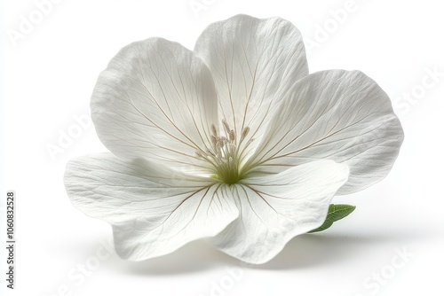 elegant white flower isolated against a pristine white background showcasing delicate petals and soft textures evoking purity and tranquility in a minimalistic style