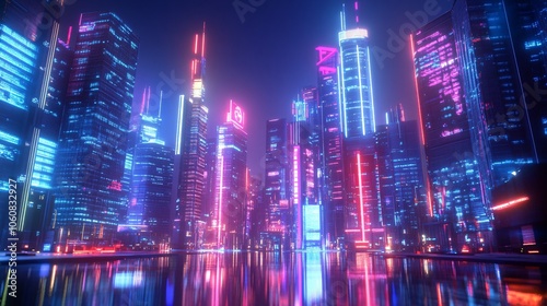 Cyberpunk Cityscape with Neon Lights