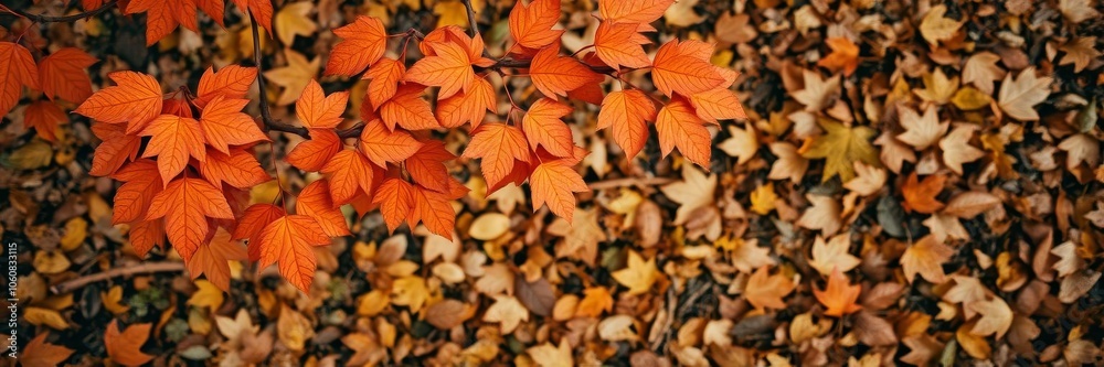 Vibrant autumn leaves covering the ground in a dense forest, showcasing the seasonal change, leaves, orange Vibrant autumn leaves covering the ground in a dense forest, showcasing the seasonal change, leaves, orange