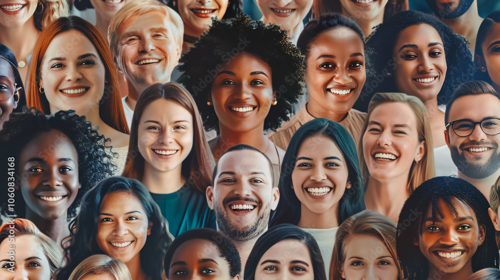 Collage of large groups of smiling people, composite portrait image showing diverse individuals reaching out to each other, highlighting connectivity. Collage of large groups of smiling people, composite portrait image showing diverse individuals reaching out to each other, highlighting connectivity.