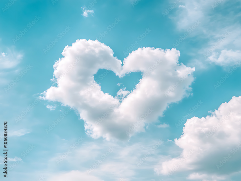 Heart shaped cloud on bright clear sky illustration Heart shaped cloud on bright clear sky illustration