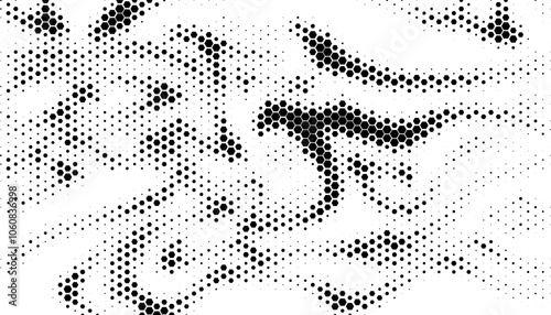 Black and white dynamic hexagon pattern. Smooth transition of geometric pattern. Fully editable vector. Vector Format Illustration 