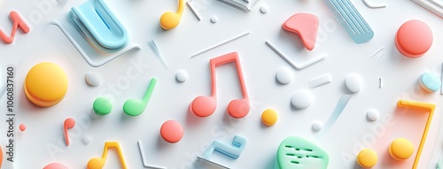 Abstract Musical Background with Colorful Notes. AI generated illustration