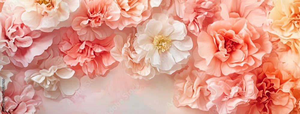 Soft Pink and Coral Ruffled Flowers Background. AI generated illustration Soft Pink and Coral Ruffled Flowers Background. AI generated illustration