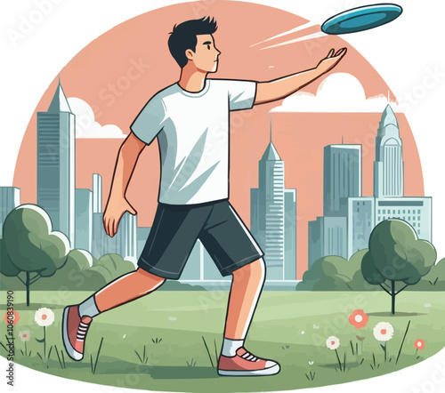 a man throwing a frisbee with a picture of a man throwing a frisbee