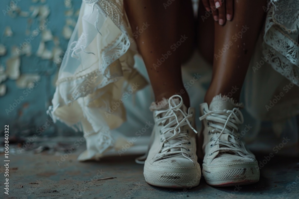 A person sitting comfortably on the floor with their shoes still on, a simple everyday scene A person sitting comfortably on the floor with their shoes still on, a simple everyday scene