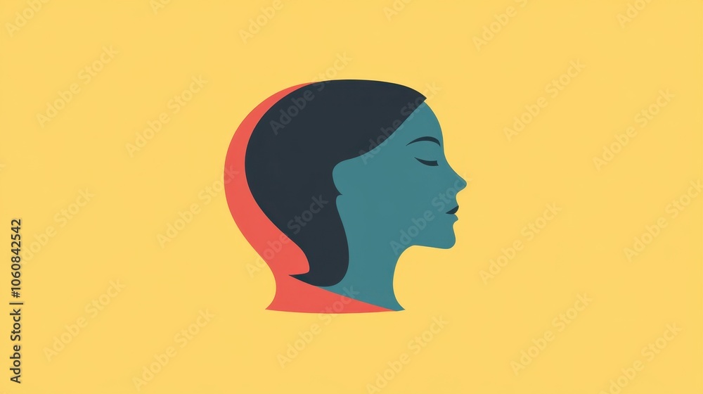 Abstract Profile of a Woman's Face in Minimalist Style Abstract Profile of a Woman's Face in Minimalist Style
