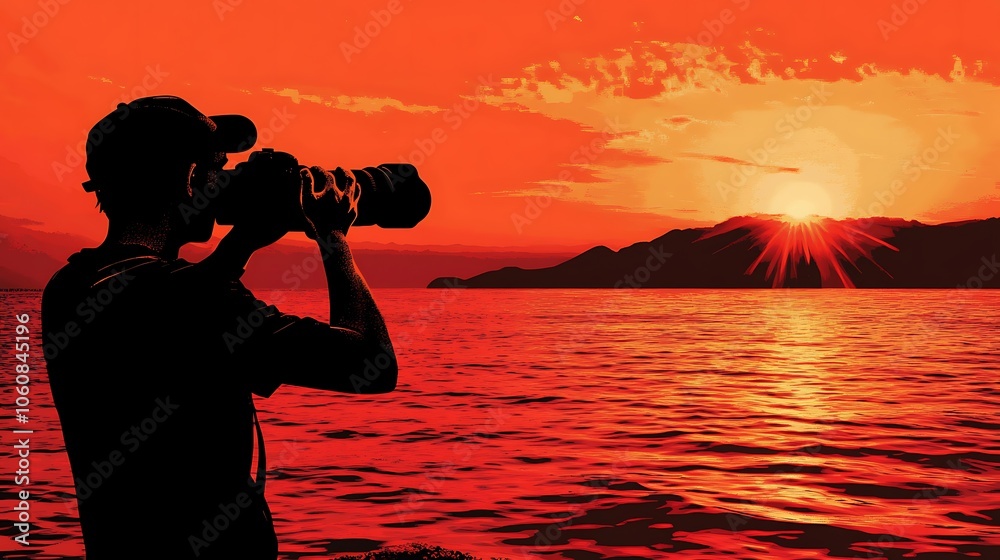 Obraz premium Photographer Captures Sunset Over Calm Water