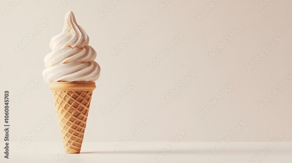 Soft-Serve Ice Cream Cone Minimalist Concept. AI generated illustration Soft-Serve Ice Cream Cone Minimalist Concept. AI generated illustration