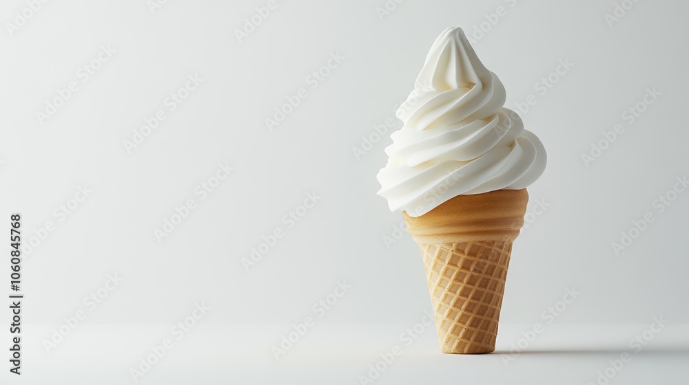 Soft-Serve Ice Cream Cone Minimalist Concept. AI generated illustration