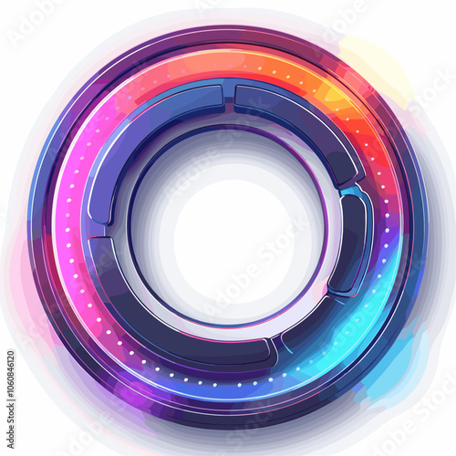 Colorful circle with a white background. The circle is made up of different colors and has a futuristic look to it