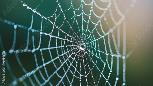 Water drops clinging to a spider web after a light rain