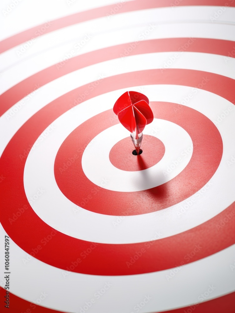 Target dart game with bullseye concentric circles, precision success achievement arrow hitting point center Target dart game with bullseye concentric circles, precision success achievement arrow hitting point center