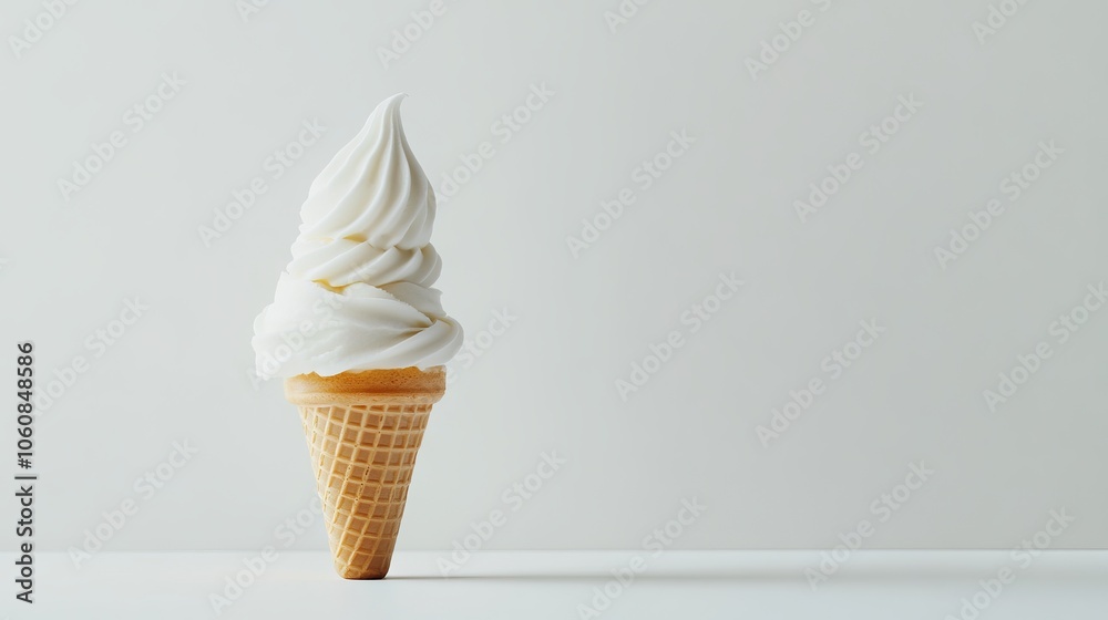 Soft-Serve Ice Cream Cone Minimalist Concept. AI generated illustration Soft-Serve Ice Cream Cone Minimalist Concept. AI generated illustration