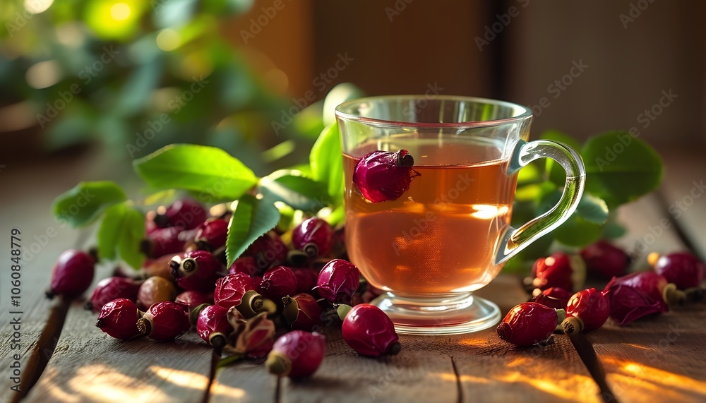 a decoction of rosehip with fresh berries, ideal for maintaining immunity and well-being a decoction of rosehip with fresh berries, ideal for maintaining immunity and well-being