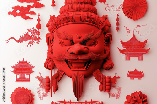 Asiatische Masken in Rot photo