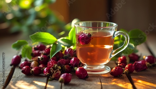 a decoction of rosehip with fresh berries, ideal for maintaining immunity and well-being