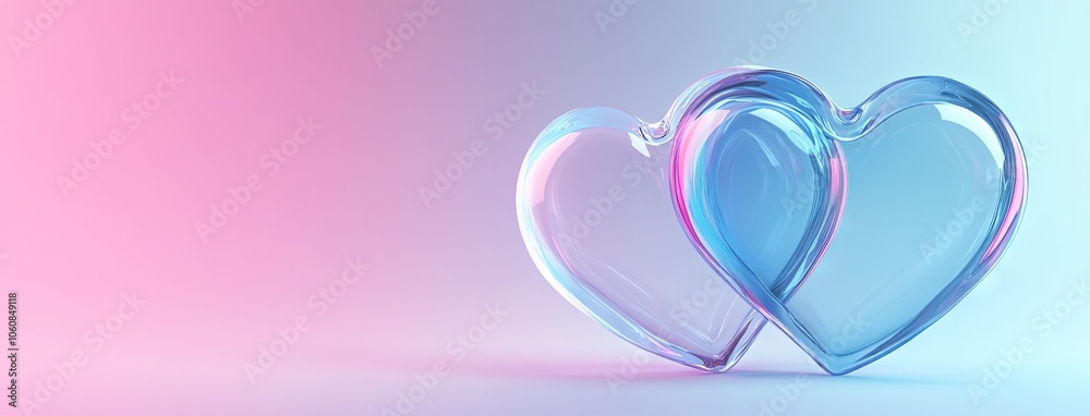Intertwined Blue and Pink Hearts on a Gradient Background. AI generated illustration Intertwined Blue and Pink Hearts on a Gradient Background. AI generated illustration