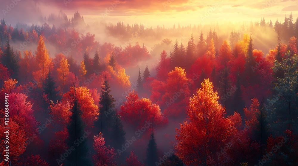 Scenic aerial view of autumn forest, vibrant red, orange, and yellow leaves covering the landscape, soft light enhancing the depth of colors, tranquil and breathtaking, ultra-detailed textures, Scenic aerial view of autumn forest, vibrant red, orange, and yellow leaves covering the landscape, soft light enhancing the depth of colors, tranquil and breathtaking, ultra-detailed textures,