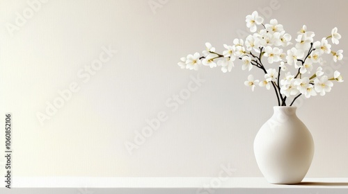 Elegant Porcelain Vase with Delicate Cherry Blossoms