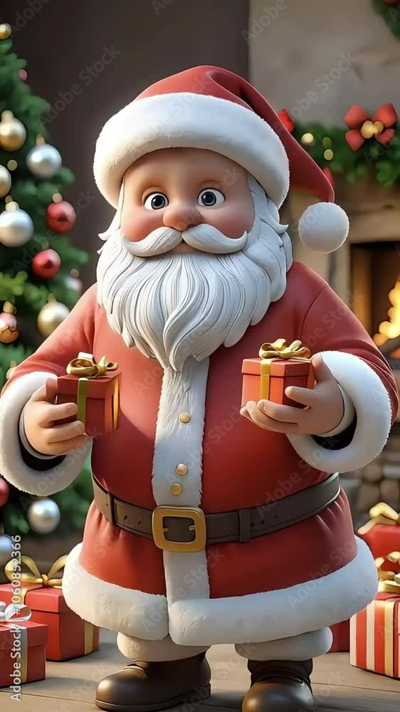 santa claus with christmas gifts animation 4K santa claus with christmas gifts animation 4K