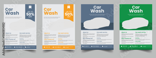 Vector car Cleaning wash service flyer poster design template. car wash service promotional poster flyer template. service, Housekeeping, wash, clean or home repair service marketing flyer template.