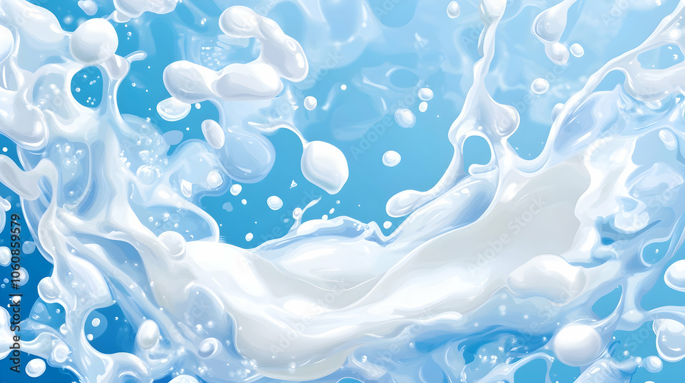 Pouring milk liquid splashes background