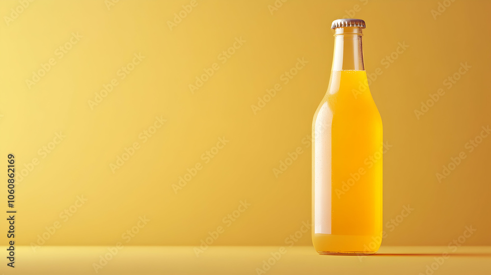 A bottle of kombucha against a plain background with free place for text. Trendy organic refreshing natural beverage A bottle of kombucha against a plain background with free place for text. Trendy organic refreshing natural beverage