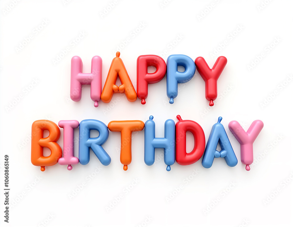 Happy Birthday 3d colorful Text Illustration Design Happy Birthday 3d colorful Text Illustration Design