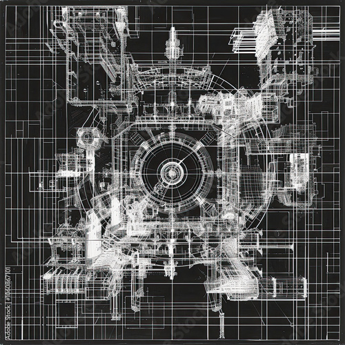 Futuristic Technology Texture: Abstract Background Evoking the Precision of a Blueprint, Infused with the Artistry of Science and Modern Line Design