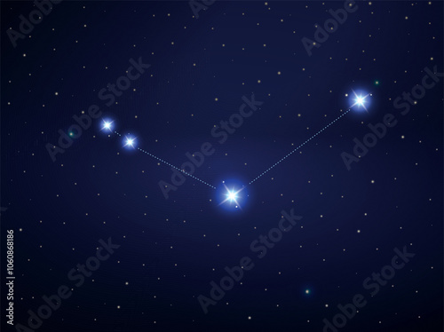 Canes venatici constellation in night sky